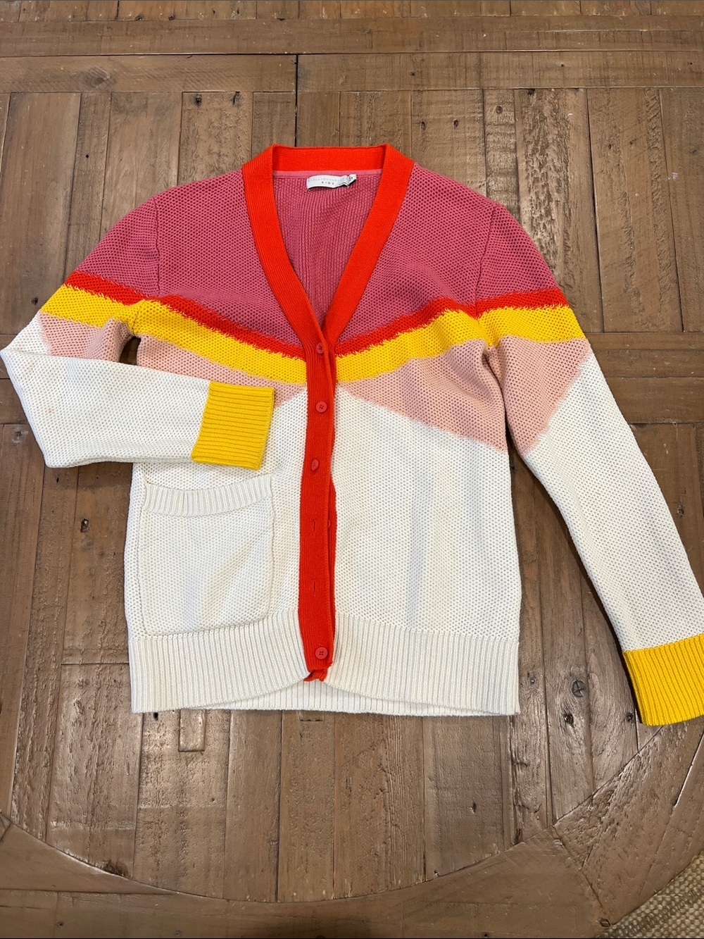 Stella McCartney knit button front v-neck cardigan sweater girls 12 colorful
